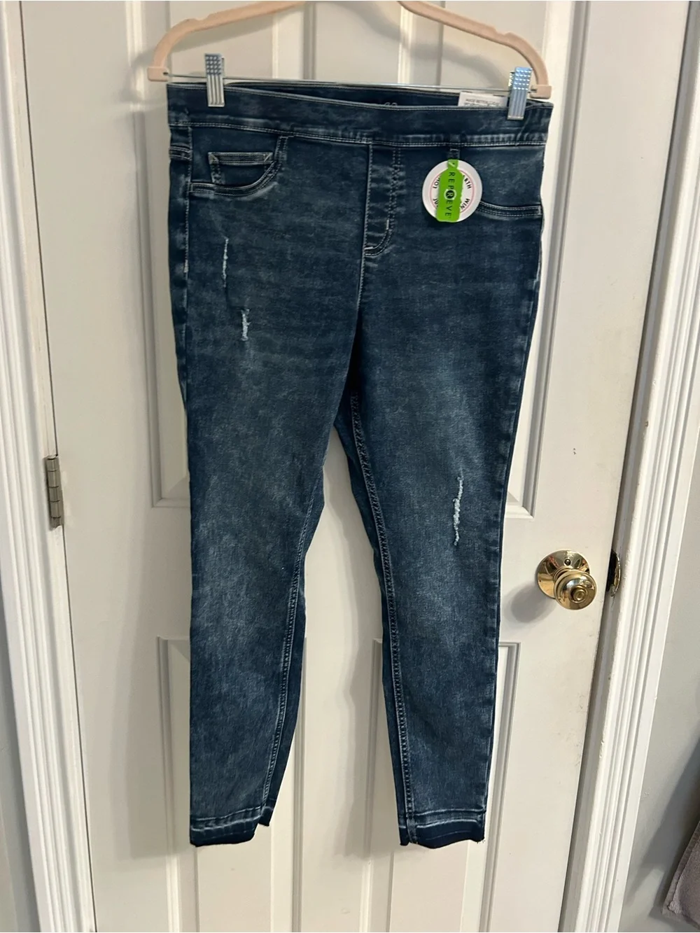NWT-Justice Girls Dark Wash Denim-Look Leggings - Blue